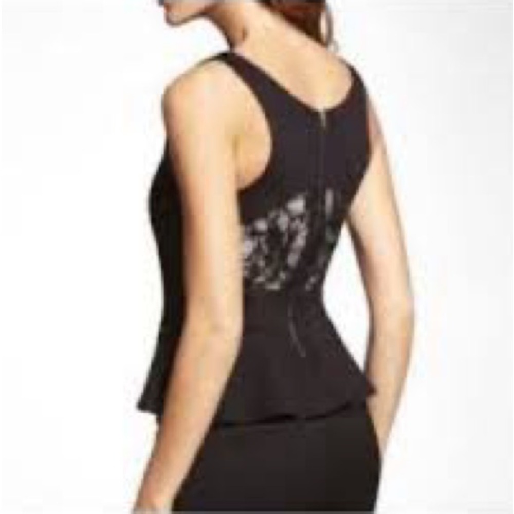 Express 🖤 Black Sleeveless Peplum Top w/ Lace Detail & Back Zip 🖤 size x small